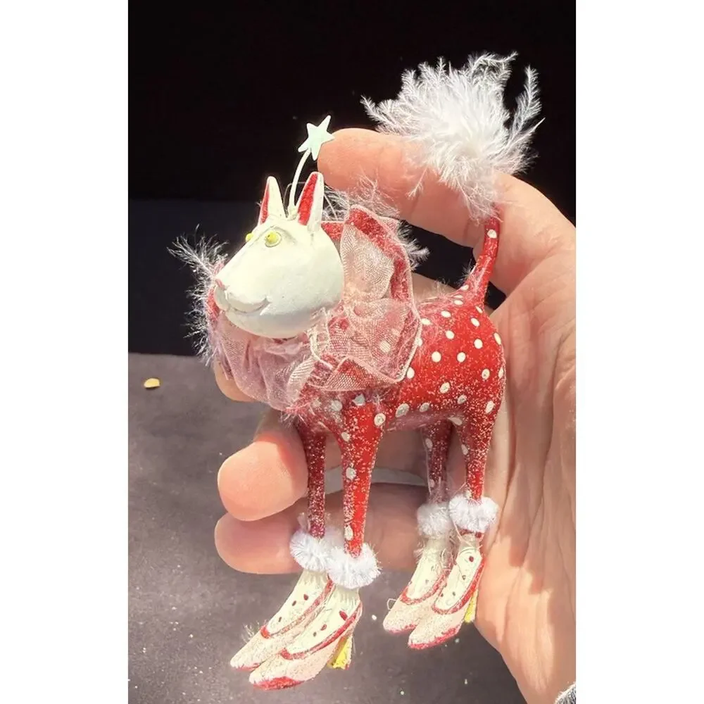 Patience Brewster Krinkles Red Polka Dot Cat Figure Department 56 -K1